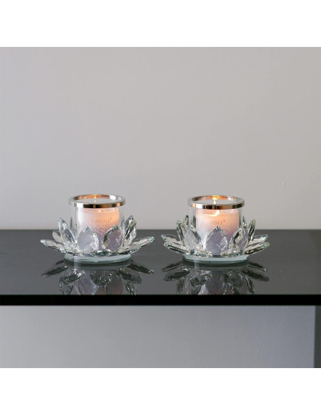 Soporte de Vela de Loto Claro QFkris - Juego de 2 Piezas