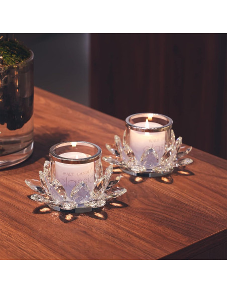 Soporte de Vela de Loto Claro QFkris - Juego de 2 Piezas