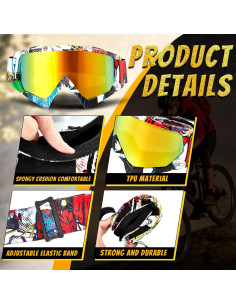 Gafas de Motocross Tallew 4 Pares Ajustables para ATV y Esquí 2