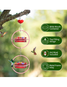 Alimentador de Colibrí Dreamdrawer 2 Pcs Rosa Boca Ancha 2