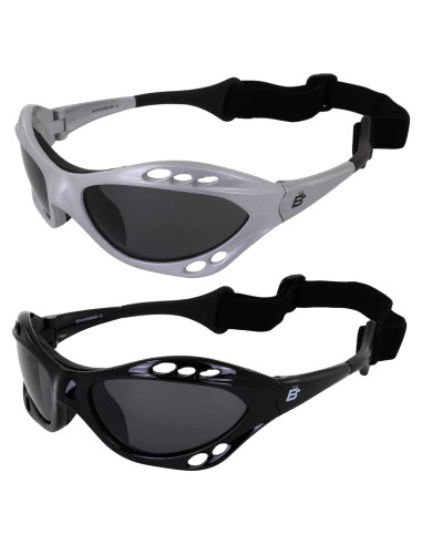 Gafas de sol polarizadas Birdz Seahawk - 2 pares, marcos negro y plateado