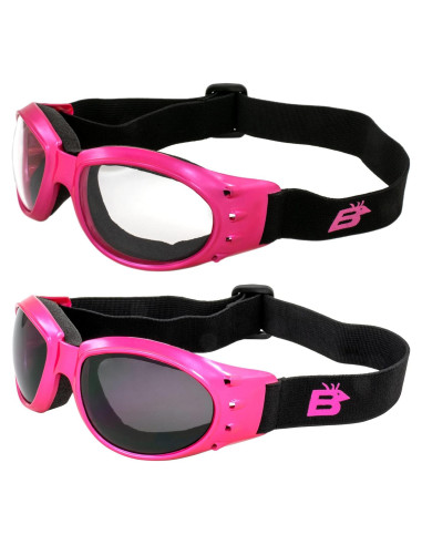 Gafas de Moto Birdz Eyewear Eagle Rosa con 2 Lentes