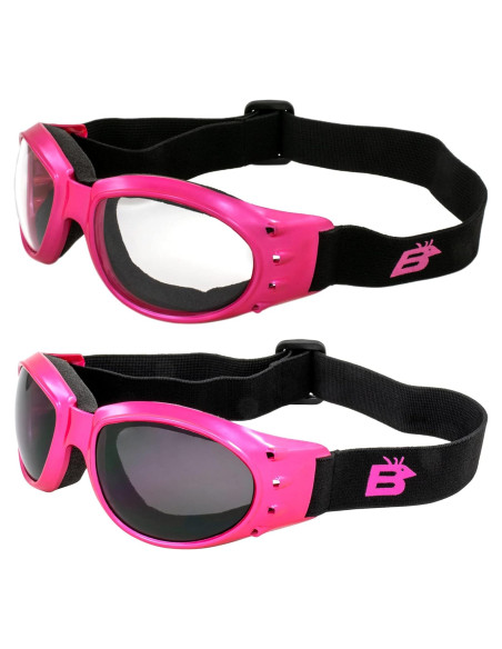 Gafas de Moto Birdz Eyewear Eagle Rosa con 2 Lentes