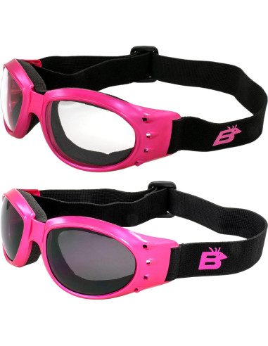 Gafas de Moto Birdz Eyewear Eagle Rosa con 2 Lentes