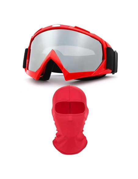 Gafas de Motocicleta Immoono con Balaclava, Lentes Plata