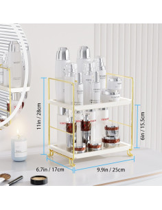 Organizador de Encimera de Baño FSyueyun 2 Niveles Dorado 2
