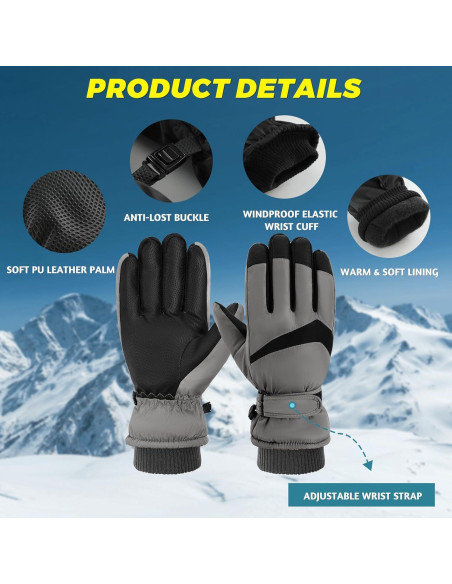 Guantes de Esquí Pleneal Unisex Impermeables Térmicos 0.2kg Guantes de Esquí Pleneal Unisex Impermeables Térmicos 0.2kg