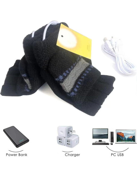 Guantes Calentados USB Kbinter para Invierno - Negro