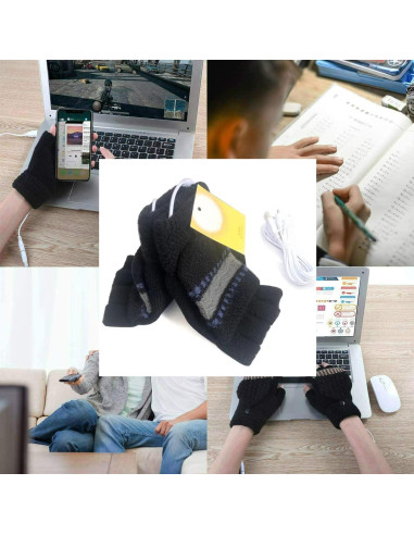 Guantes Calentados USB Kbinter para Invierno - Negro