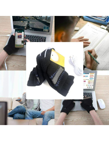 Guantes Calentados USB Kbinter para Invierno - Negro
