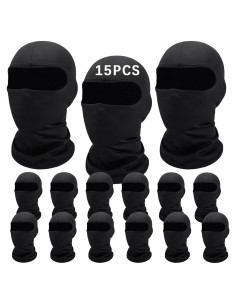 15 PCS Máscaras de Esquí Balaclava Negra UV para Hombres y Mujeres