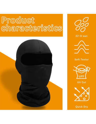 15 PCS Máscaras de Esquí Balaclava Negra UV para Hombres y Mujeres