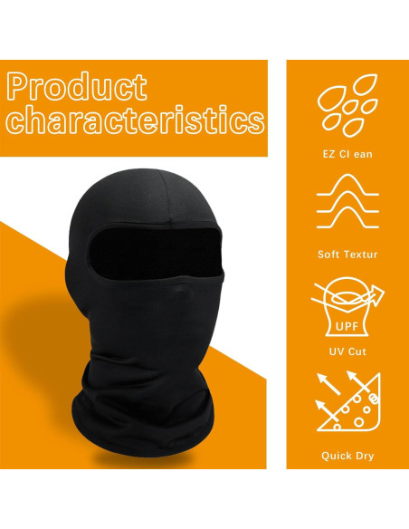15 PCS Máscaras de Esquí Balaclava Negra UV para Hombres y Mujeres