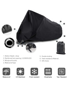 Cubierta de Motocicleta XYZCTEM Negra XXXL Impermeable 299.72 cm 2