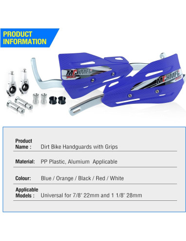 Guardias de Manos MCHMFG Universales para Motocicleta 22mm y 28mm - Azul