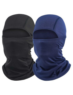 Paquete de 2 Máscaras Balaclava UV Unisex - Grande, Negro y Azul Marino