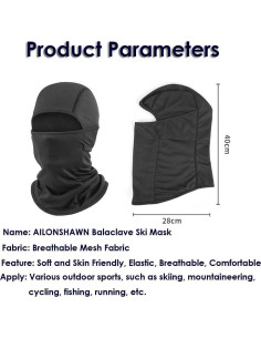 Paquete de 2 Máscaras Balaclava UV Unisex - Grande, Negro y Azul Marino 2