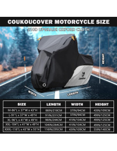 Funda para Motocicleta CoukouCover XL Impermeable Negra y Plata 2