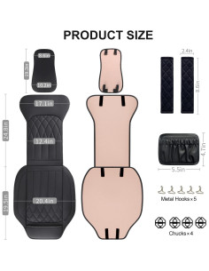 Fundas de Asiento de Coche BEITK Universales Negras 2 Piezas 2