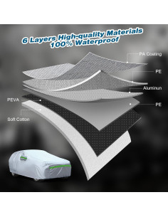 Funda para Auto TUCAREST 6 Capas Impermeable Sedán XL 500-528 cm 2