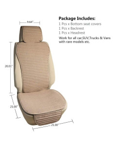 Fundas de Asiento de Coche Suninbox Universales Beige 2