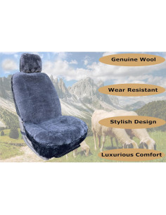 Funda de Asiento de Piel de Oveja SHEEPSKIN ELITE Gris Universal 2
