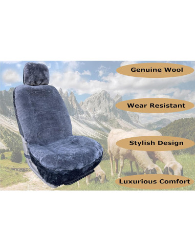 Funda de Asiento de Piel de Oveja SHEEPSKIN ELITE Gris Universal