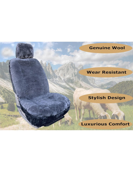 Funda de Asiento de Piel de Oveja SHEEPSKIN ELITE Gris Universal