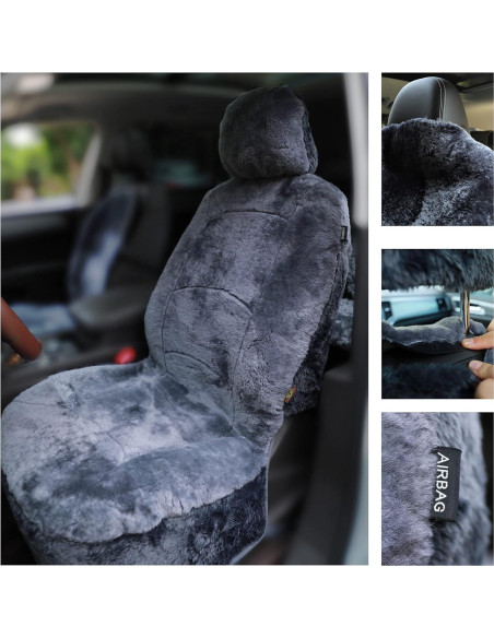Funda de Asiento de Piel de Oveja SHEEPSKIN ELITE Gris Universal