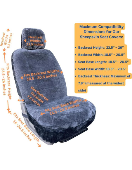 Funda de Asiento de Piel de Oveja SHEEPSKIN ELITE Gris Universal