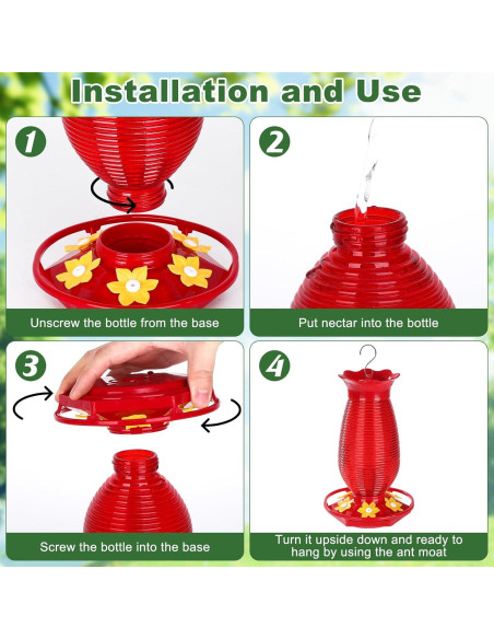 Alimentador de Colibríes de Vidrio FEED GARDEN 737 g Rojo