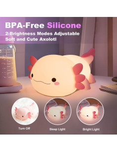 Luz Nocturna Axolote Rosa KangTen CHEN USB Recargable 2