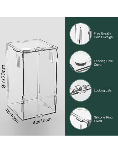 Tanque Mini Reptil Acrílico BETAZOOER 10.16x10.16x20.32cm