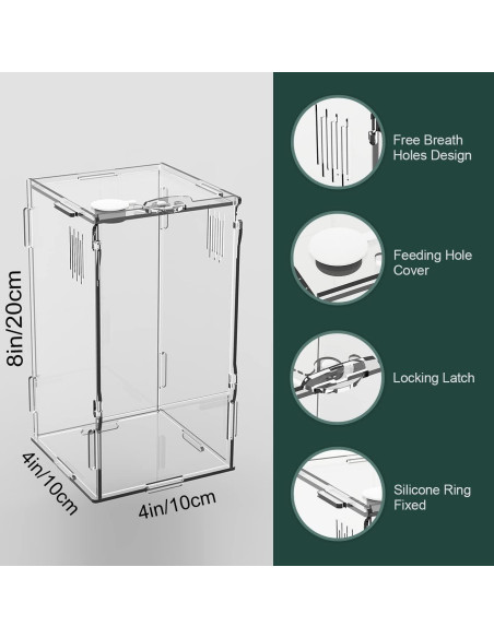 Tanque Mini Reptil Acrílico BETAZOOER 10.16x10.16x20.32cm