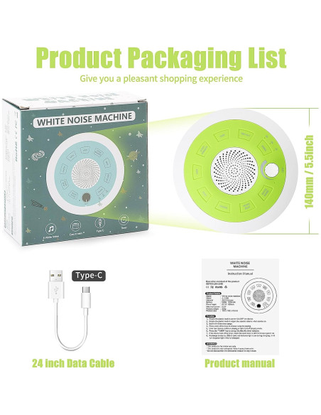 Máquina de Ruido Blanco ShaArkMango JL-C300 Recargable 8 Sonidos