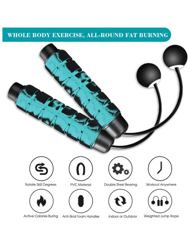 Cuerda de Salto Inalámbrica Redify con Peso Ajustable - Azul