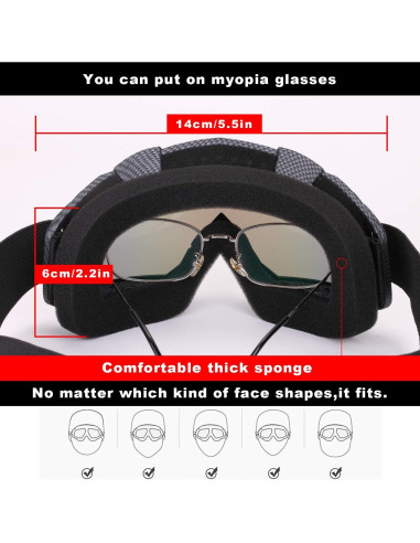 Gafas de esquí Rngeo 2 pares UV 400 para motociclismo