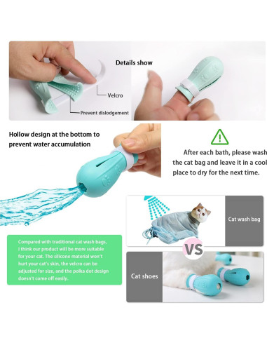 Botas de Silicona Ajustables para Gatos MSMUOEZ G400 Verde