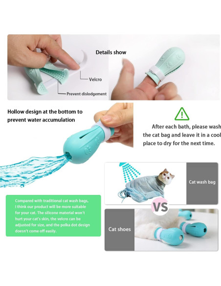 Botas de Silicona Ajustables para Gatos MSMUOEZ G400 Verde