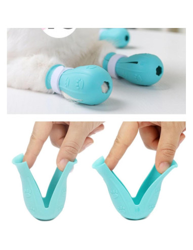 Botas de Silicona Ajustables para Gatos MSMUOEZ G400 Verde