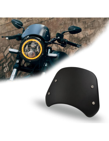 Deflector de Viento Universal Metal Negro para Motocicleta 5-7"
