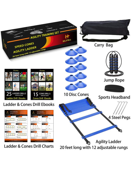 Conjunto de Entrenamiento de Velocidad Menni Sports - Agilidad, Escalera, Conos, Cuerda