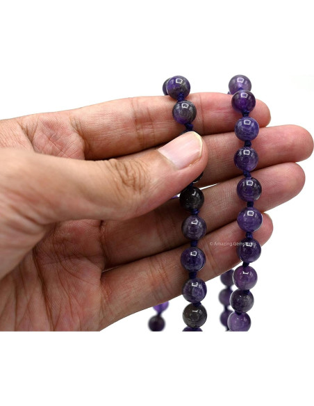 Mala de Oración de Amatista 108 Cuentas Anudadas 61 cm