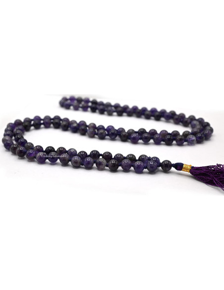 Mala de Oración de Amatista 108 Cuentas Anudadas 61 cm