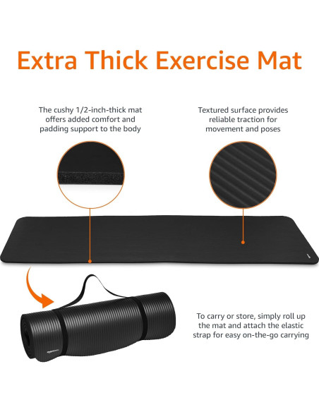 Almohadilla de Yoga Extra Gruesa Amazon Basics 1.27 cm Negra