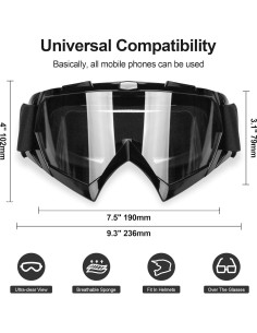 Gafas de Motocross UV 400 Antirayaduras Antivaho Negro 2