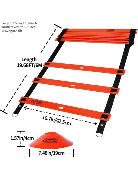 Escalera de Agilidad POWER GUIDANCE 6.1m con Conos y Bolsa