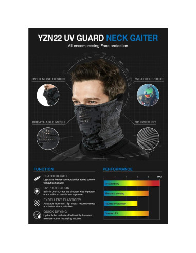 Calentador de Cuello TSLA Gaiter Camo Azul Unisex Ligero