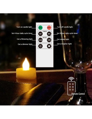 iZAN 6 Velas LED Sin Llama con Control Remoto y Temporizador
