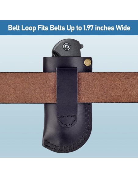 Funda de cuchillo de cuero SOGCASE negra para cuchillos plegables